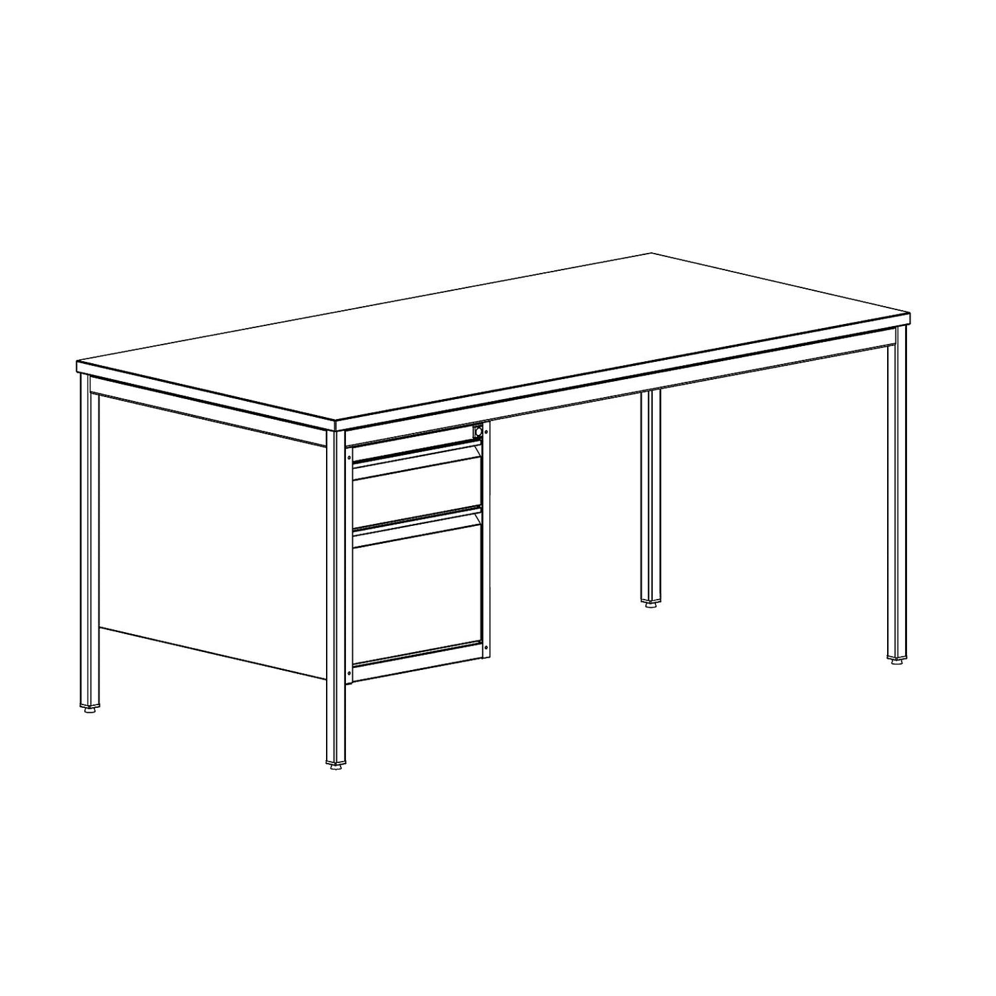 Foreman's desk, light grey, drawers 1 x 140 mm, 1 x 280 mm, WxD 1600 x 800 mm.