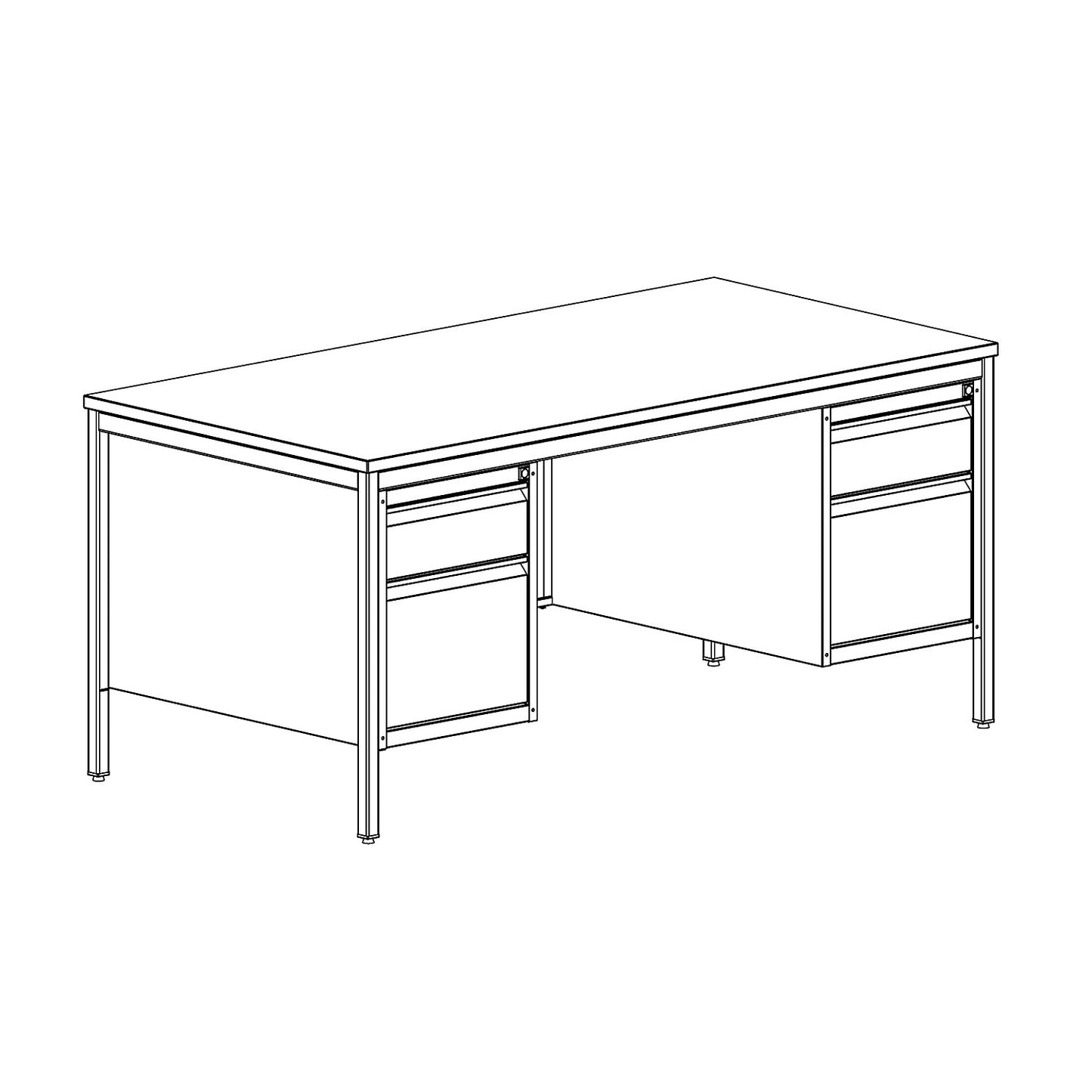 Foreman's desk, light grey, drawers 2 x 140 mm, 2 x 280 mm, WxD 1600 x 800 mm.