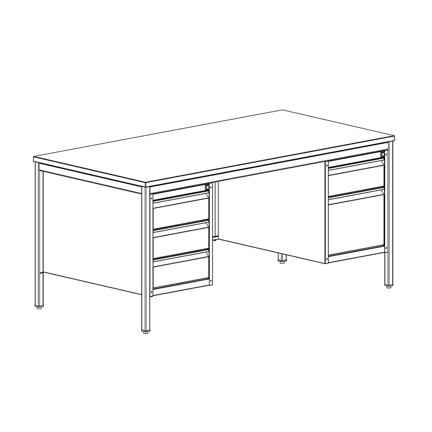 Foreman's desk, light grey, drawers 4 x 140 mm, 1 x 280 mm, WxD 1600 x 800 mm.