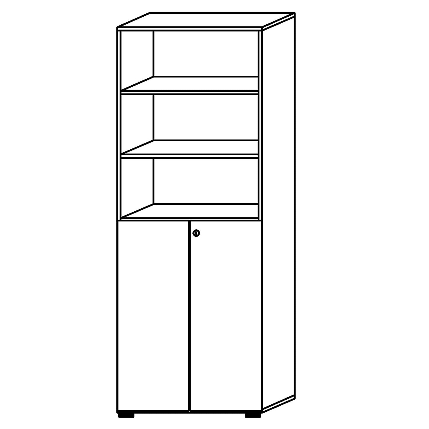 ANNY-AC - Combination cupboard with acoustic rear panel, 5 shelves, 2 hinged doors, walnut finish.