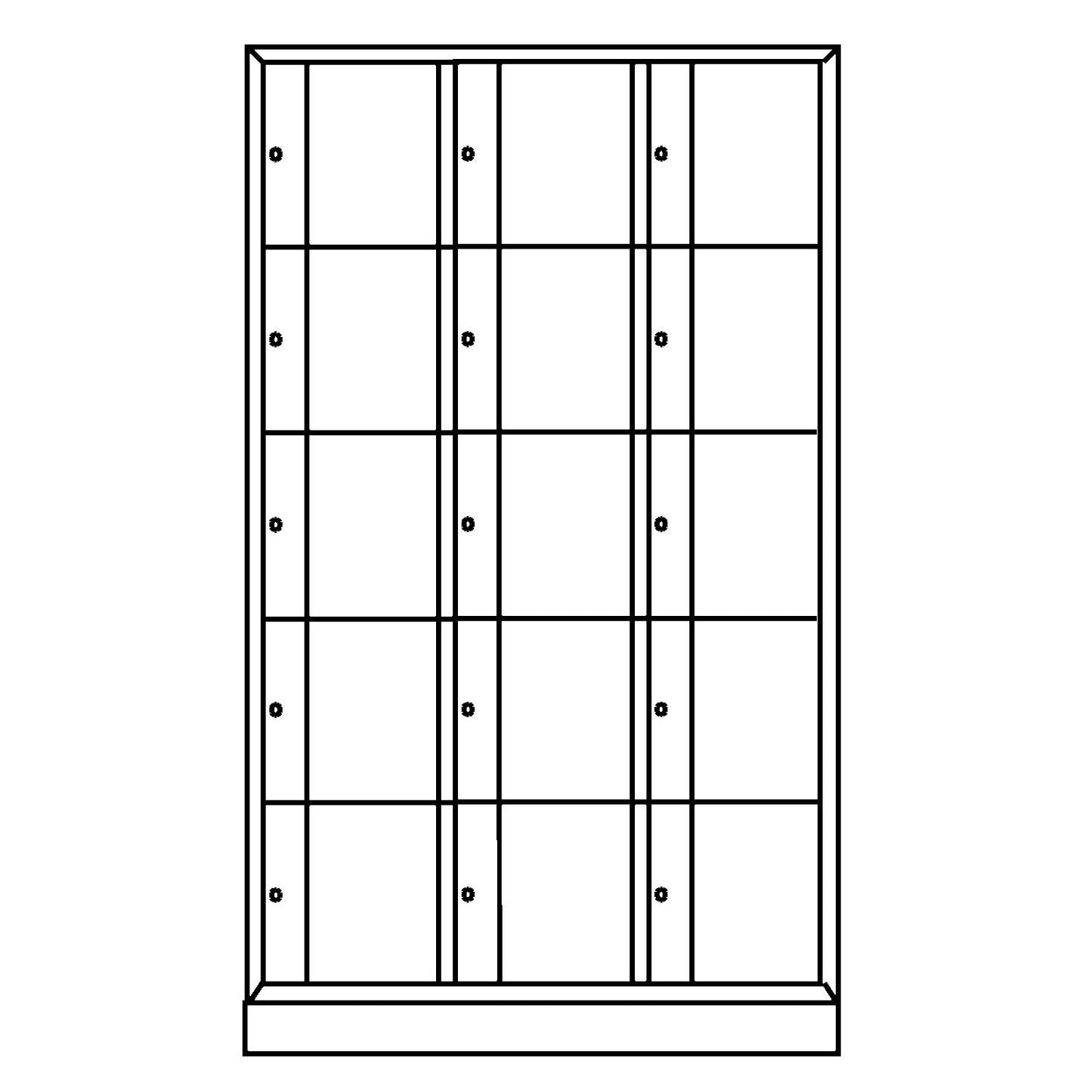Resisto 5-fold compartment locker, 3 compartments, light grey / gentian blue.