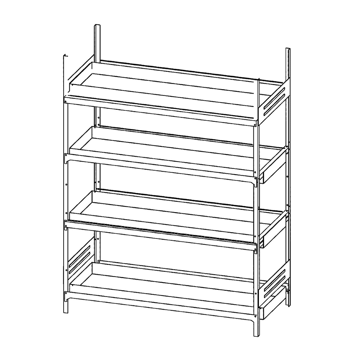 Hazardous goods shelving for small containers, for water hazardous media, 4 tray shelves, shelf width 1000 mm, standard shelf unit.