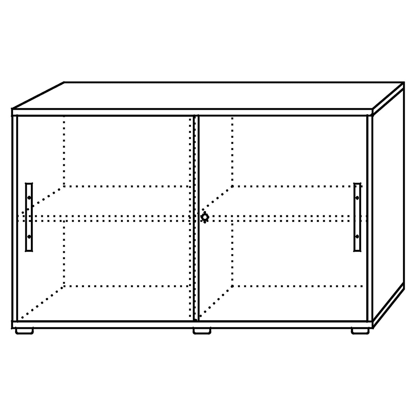 Sliding door cupboard, each with 1 shelf and 1 partition, HxWxD 748 x 1200 x 400 mm, light grey / aluminium silver.