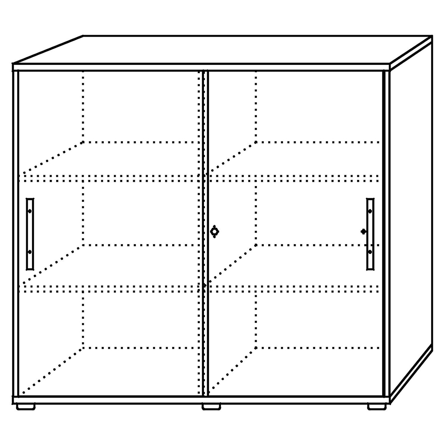 Sliding door cupboard, each with 2 shelves and 1 partition, HxWxD 1100 x 1200 x 400 mm, beech finish / aluminium silver.