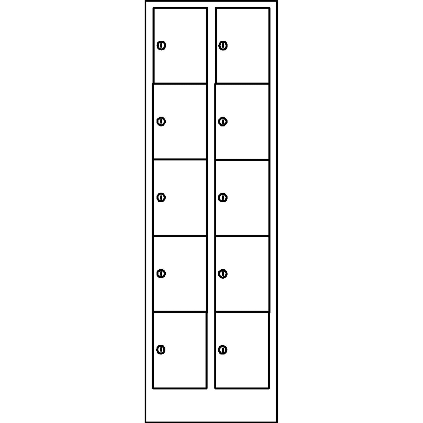 Komfort 5-fold compartment locker, 2 compartments, light grey / gentian blue, width 800 mm.