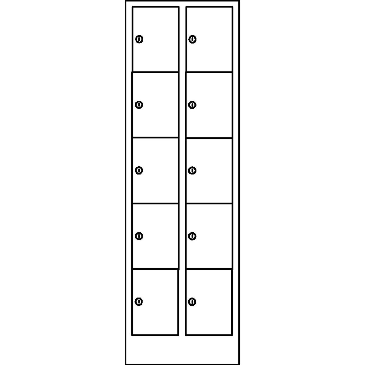 Komfort 5-fold compartment locker, 2 compartments, light grey, width 800 mm.