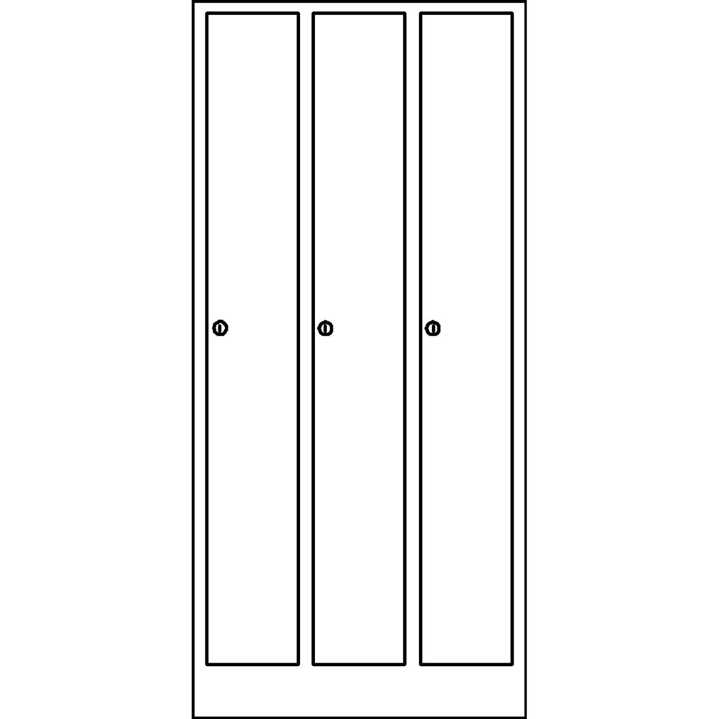 Komfort locker, 3 compartments, light grey / gentian blue, width 1200 mm.