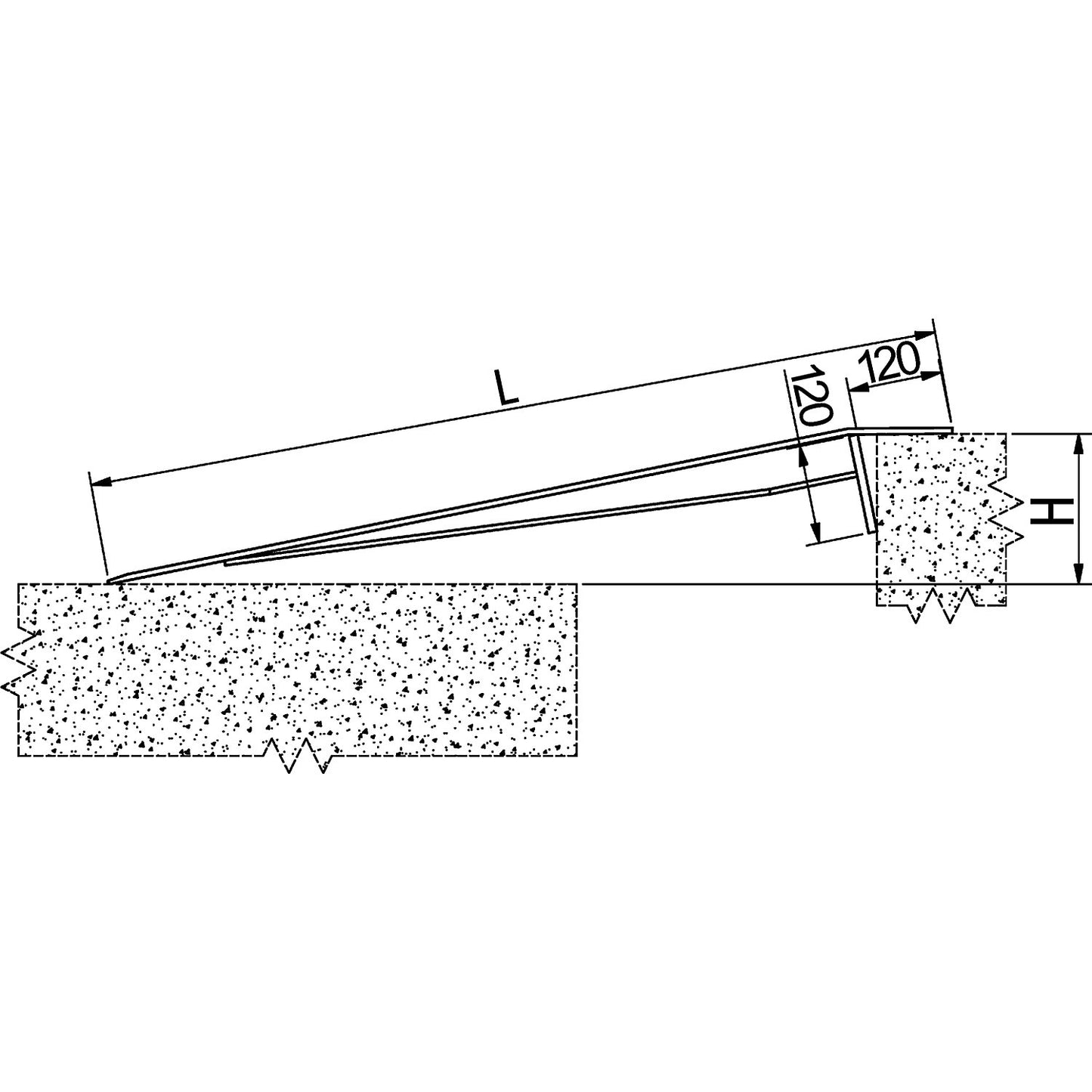 Bridge plate, mobile, max. load 1200 kg, plate length 1200 mm.