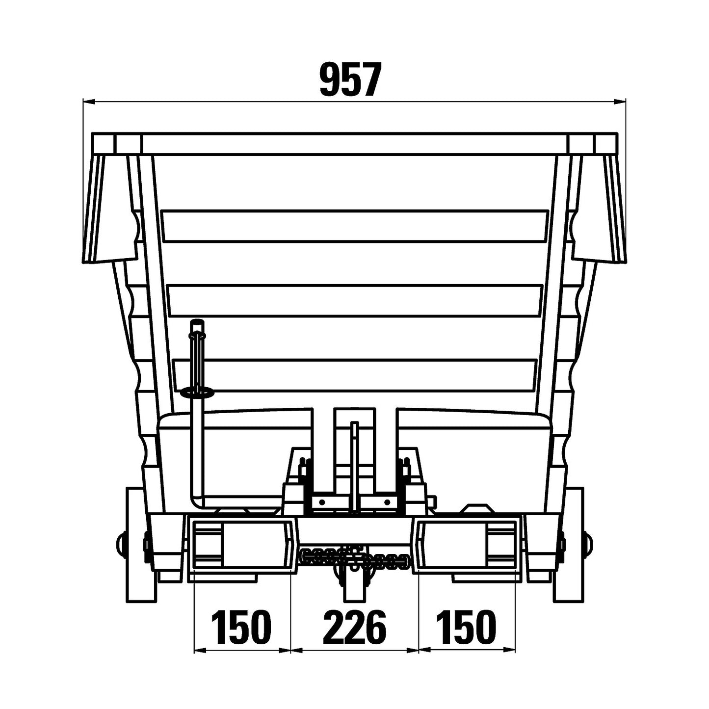 Tilting skip made of polyethylene, with forklift pockets and castors, capacity 0.75 m³, grey.
