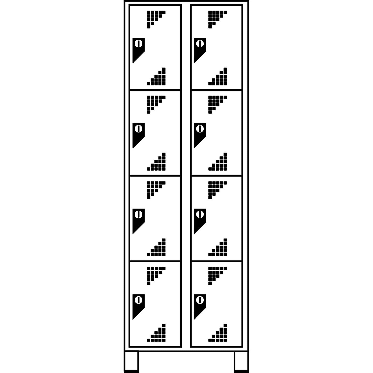 Bremen 4-fold compartment locker, 2 compartments, light grey / charcoal, width 800 mm, 8 compartments.