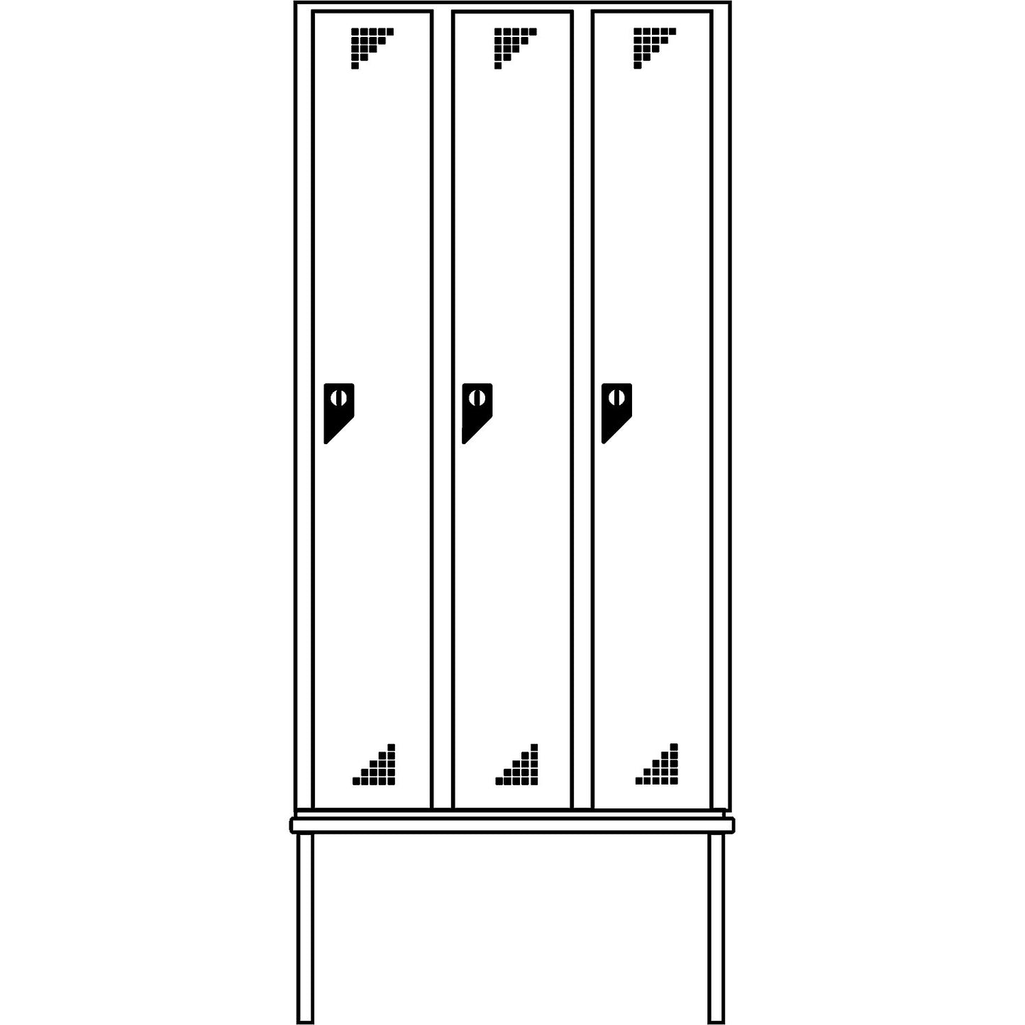 Bremen bench seat clothes locker, 3 compartments, doors brilliant blue, width 1200 mm.