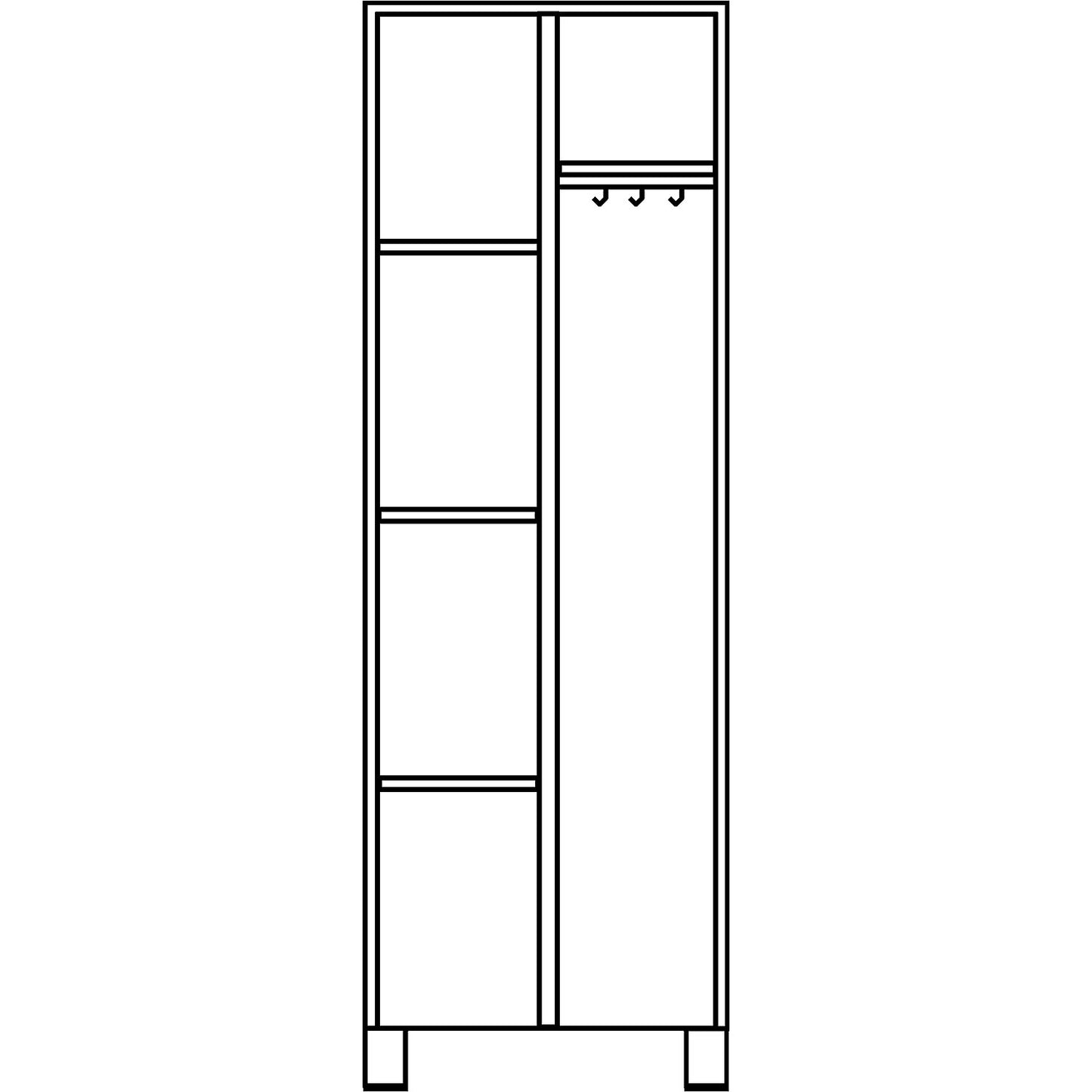 Bremen multi-purpose/cloakroom locker, centre partition, clothes rail, light grey / charcoal, width 800 mm.