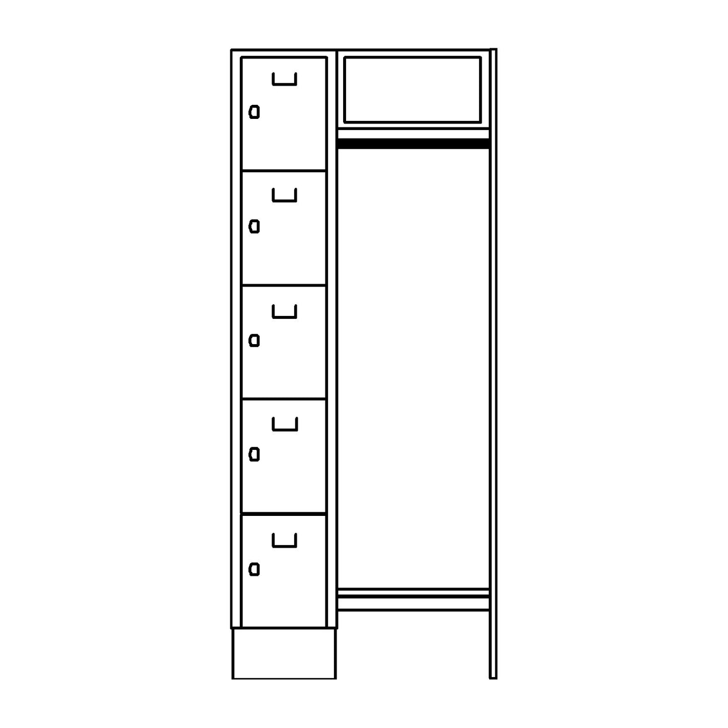 Dresden cloakroom locker system, 5 compartments, 1 coat rack, W 850 mm, light grey / light blue.