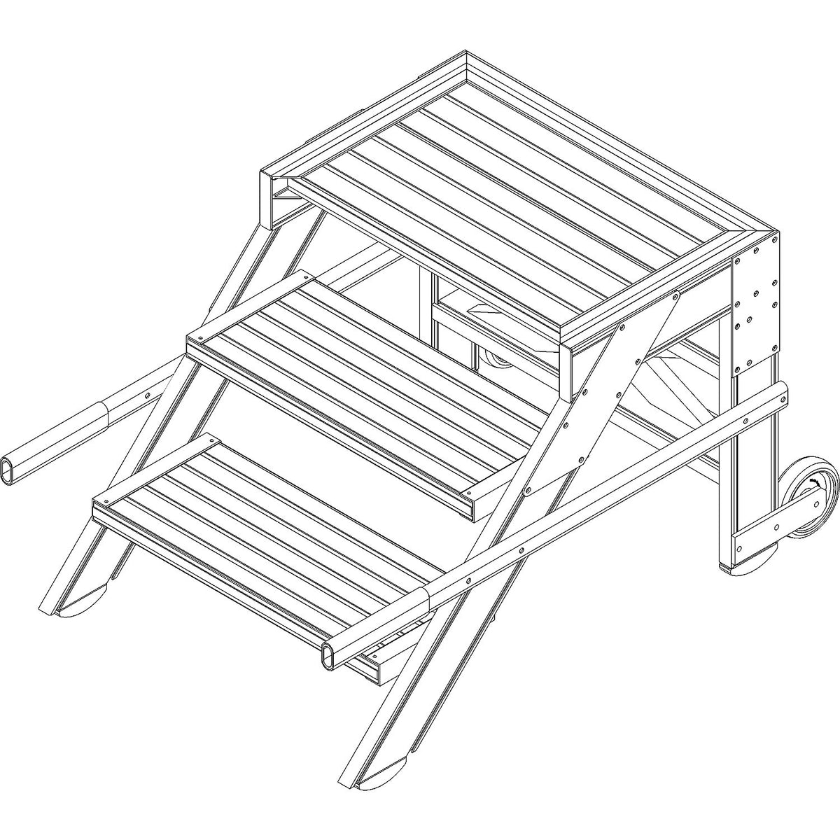 Stair platform, step width 1000 mm, max. load 200 kg, 2 steps.