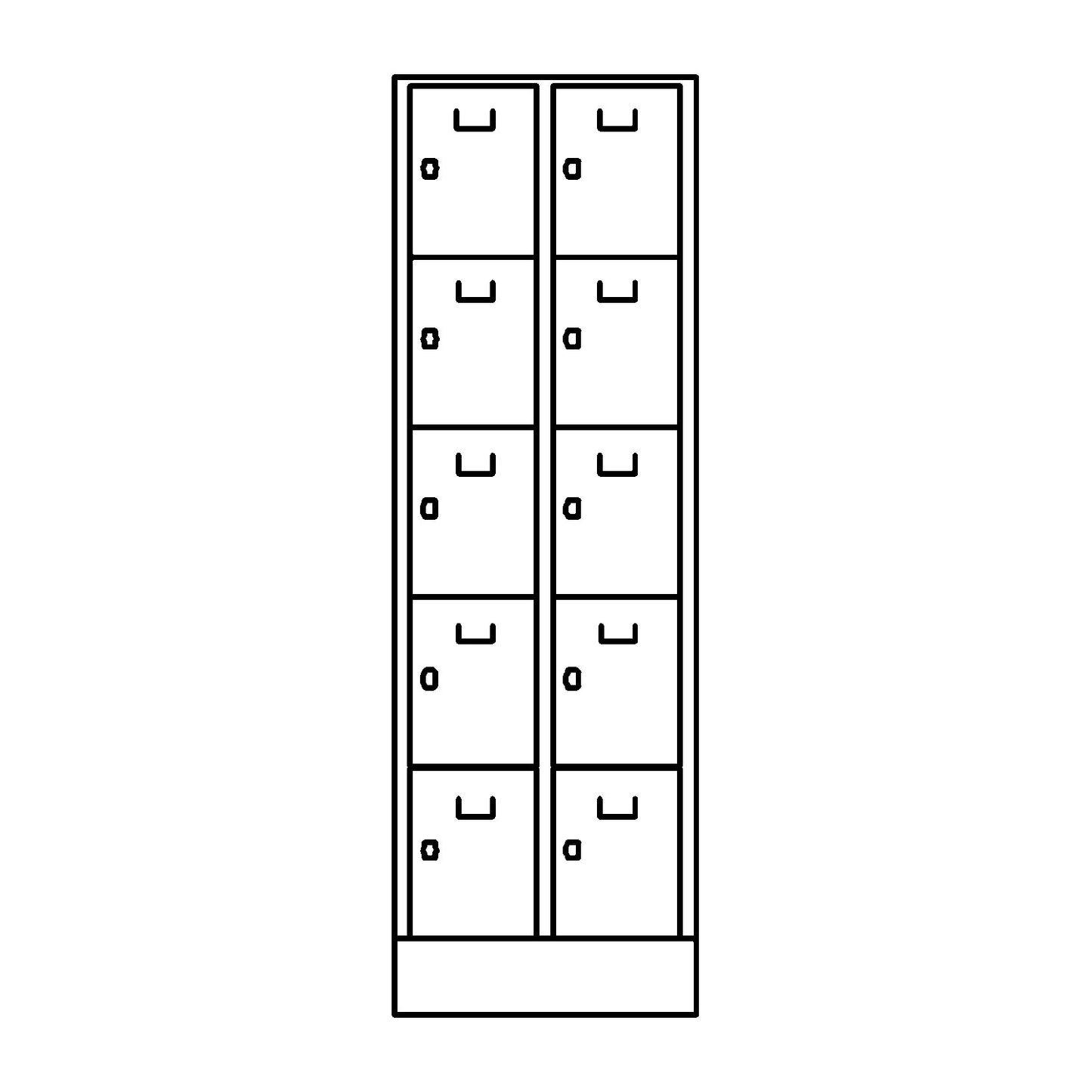 Dresden 5-fold compartment locker, 2 compartments, light grey, W 800 mm, with base plinth.