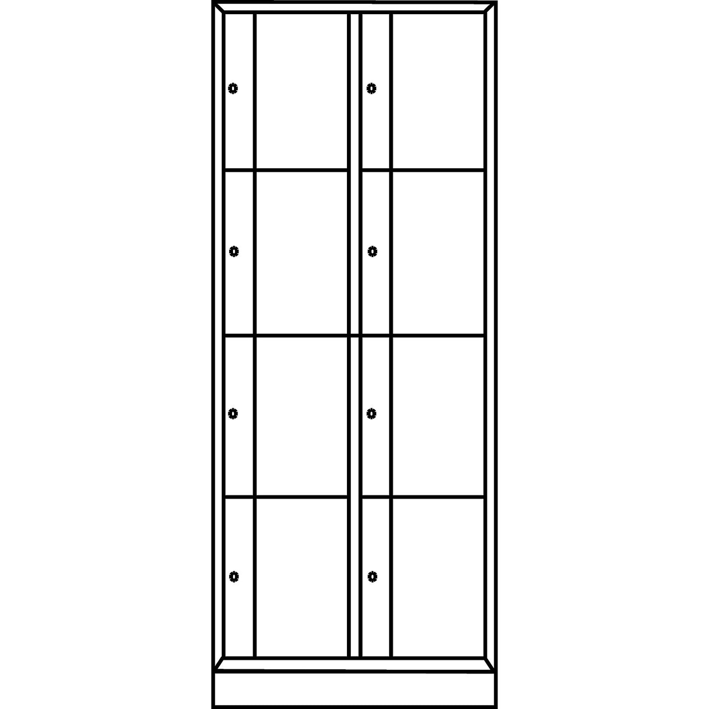 Resisto 4-fold compartment locker, 2 compartments, light grey.