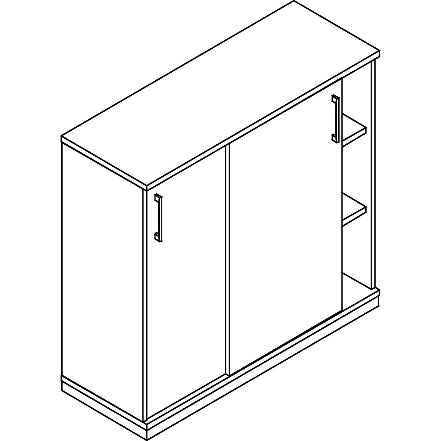 THEA - Sliding door cupboard, 2 shelves, 3 file heights, antique white.
