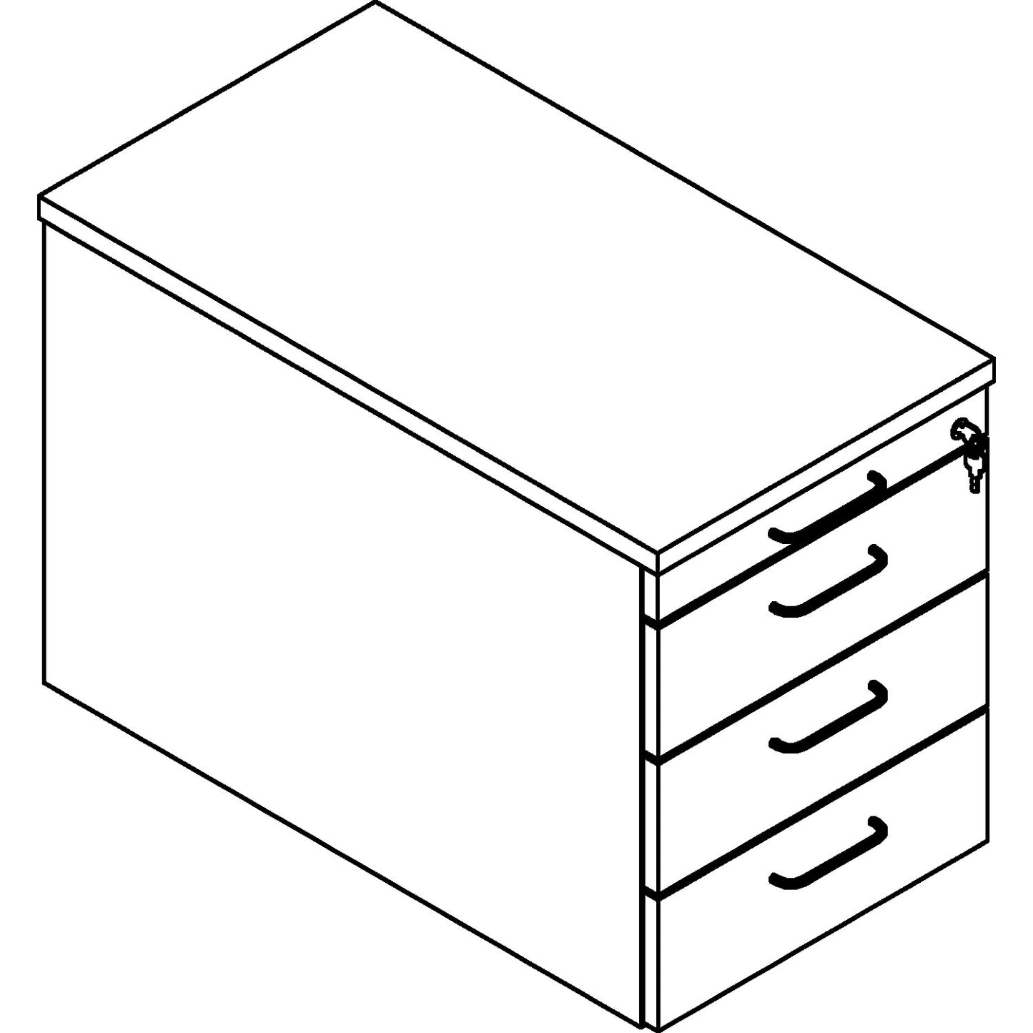 THEA - Mobile pedestal, utensil drawer, 3 drawers, light grey.