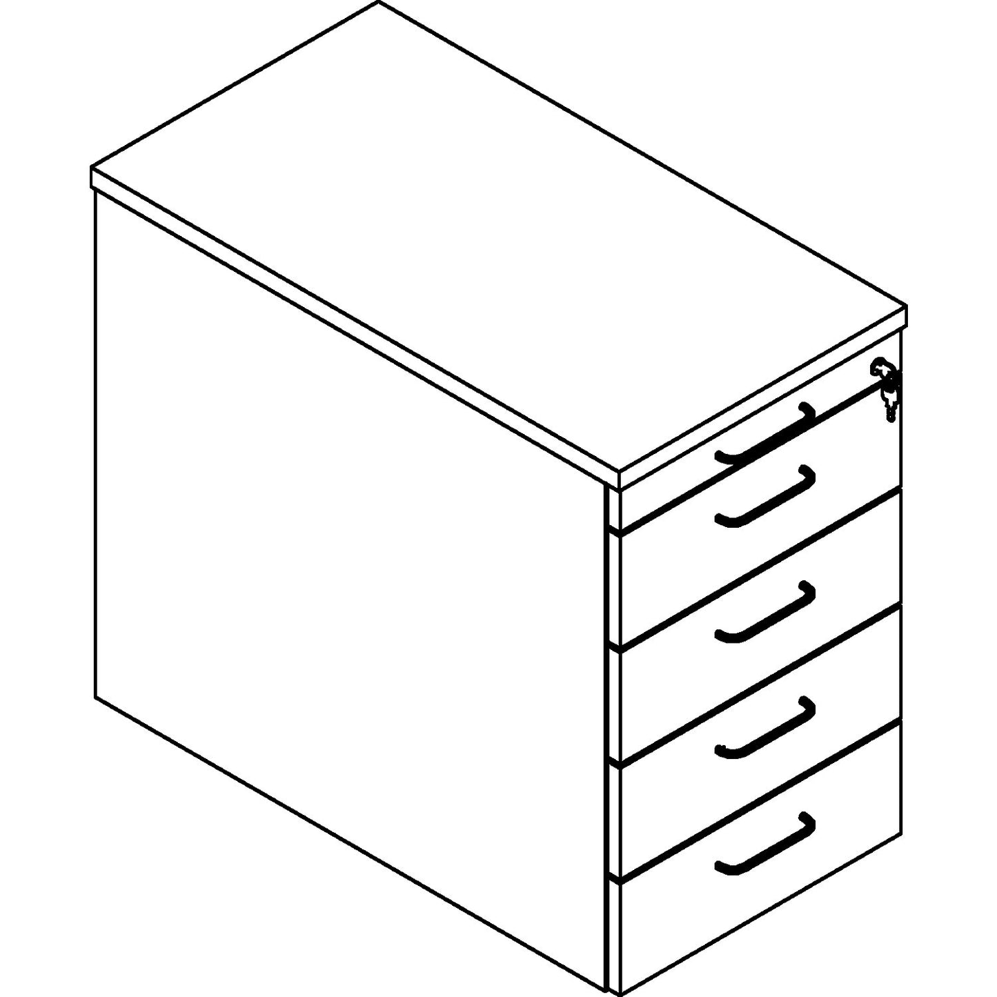 THEA - Fixed pedestal, utensil drawer, 4 drawers, antique white.
