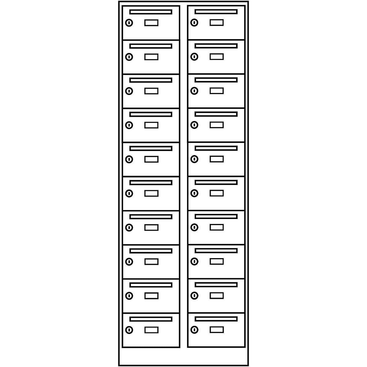 Mail distribution cupboard, 20 compartments, lockable, charcoal.