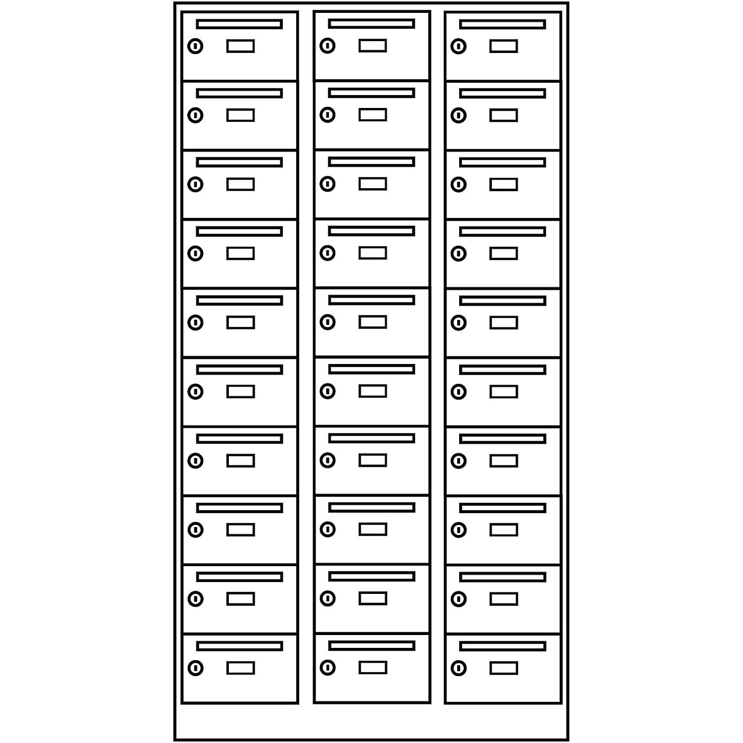 Mail distribution cupboard, 30 compartments, lockable, charcoal.