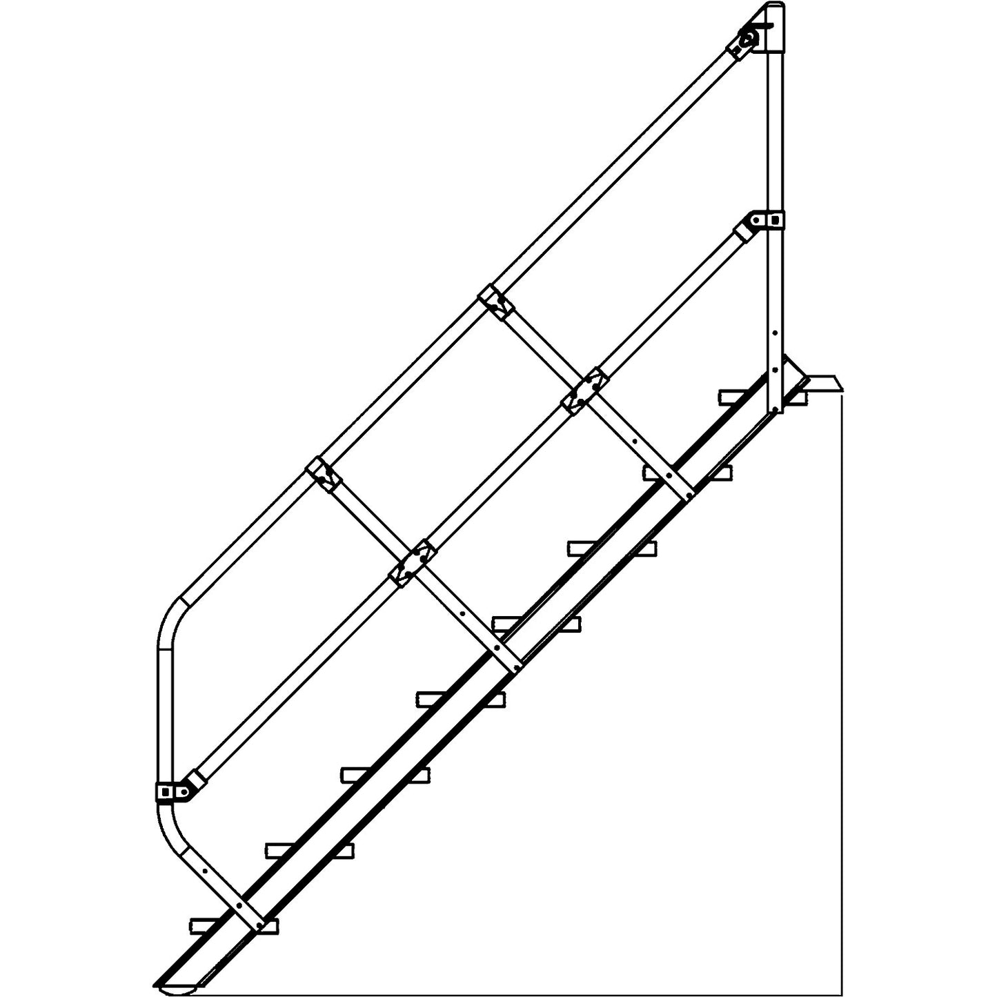 Industrial steps, aluminium steps, step width 800 mm, 12 steps.