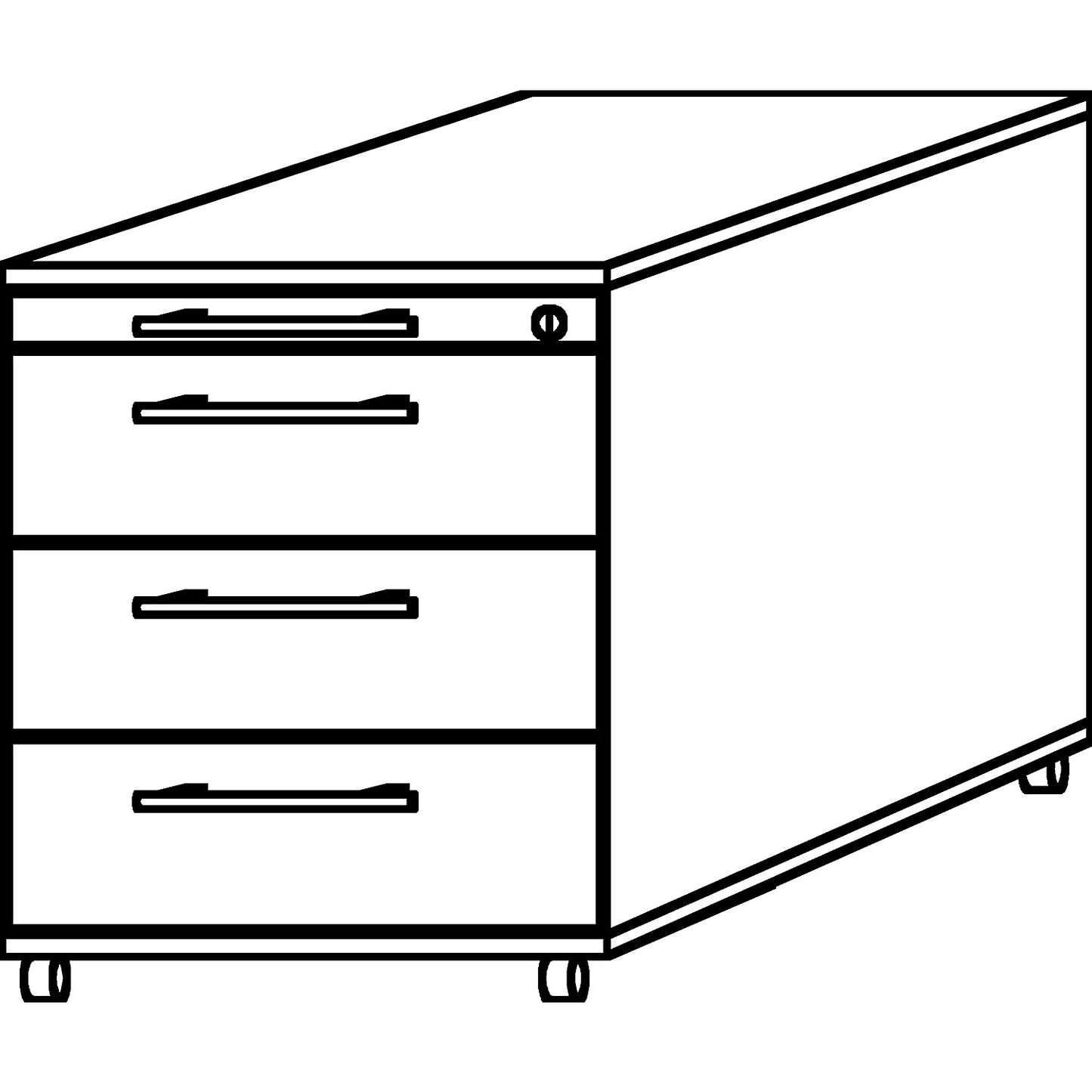 Mobile pedestal, 1 utensil drawer, 3 drawers, depth 800 mm, graphite.