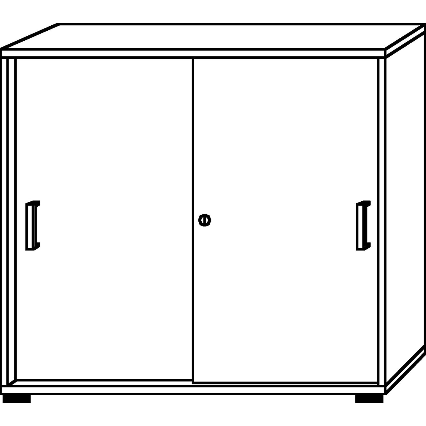 Sliding door cupboard, height 1100 mm, 2 shelves, white / oak.