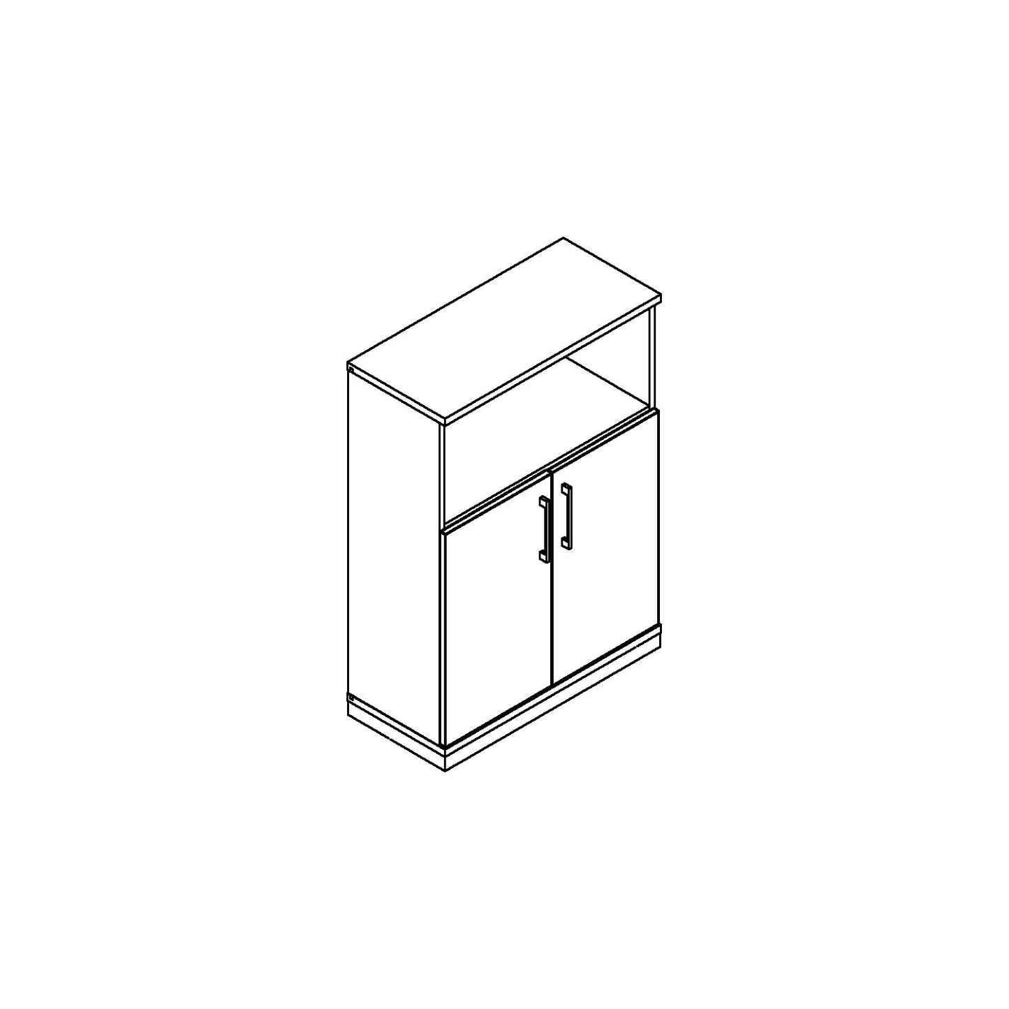 THEA - Combination cupboard, 2 shelves, 2 doors, light grey.