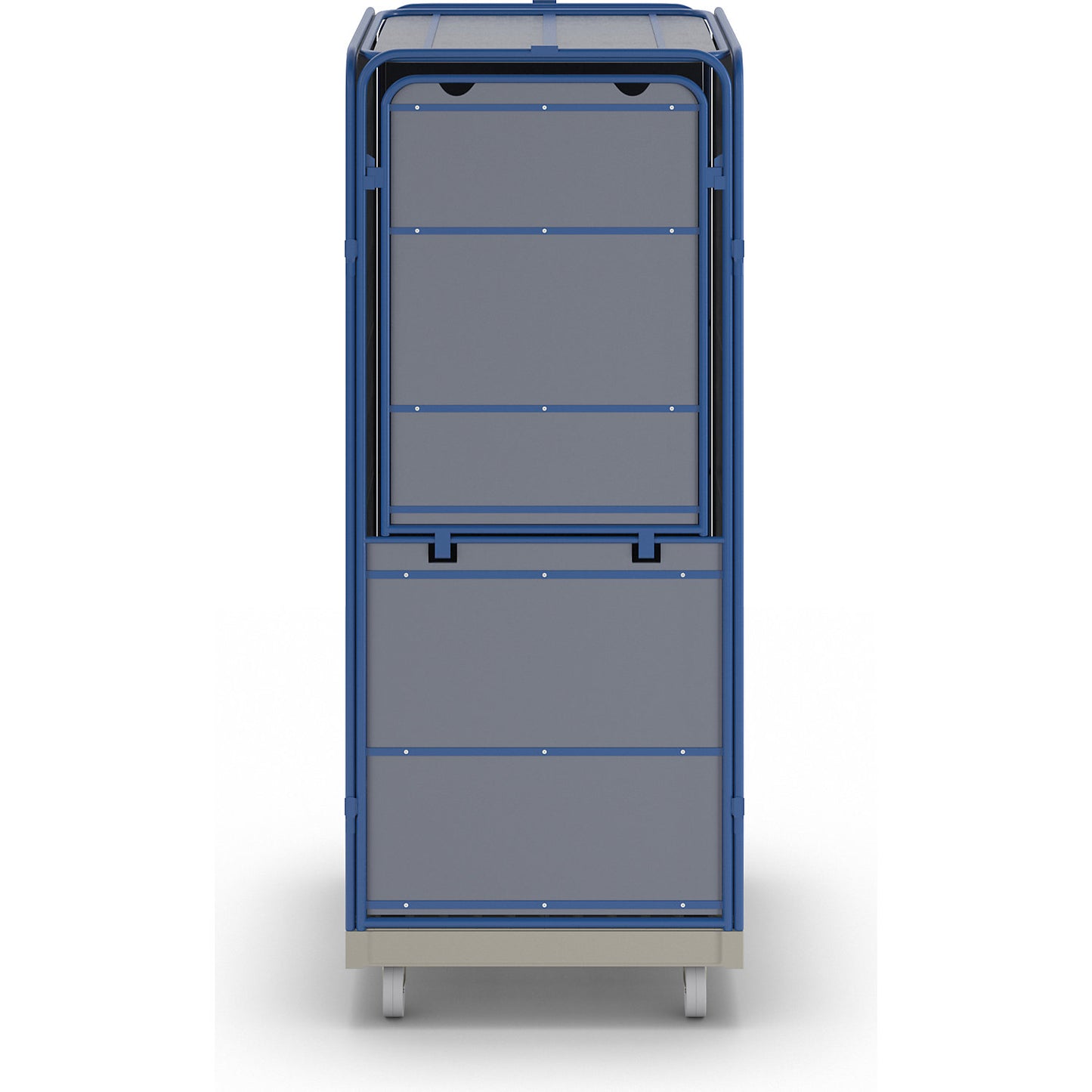 SAFE roll container, logistics box, HxWxD 1785 x 720 x 810 mm, grey transport dolly.