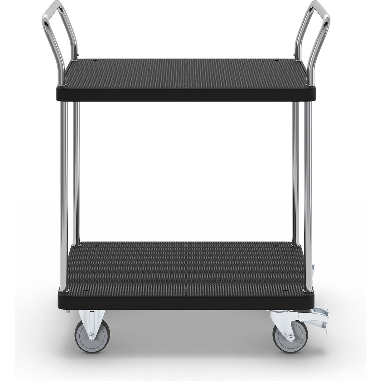 Serving trolley, 2 shelves, 2 push handles, max. load 150 kg.