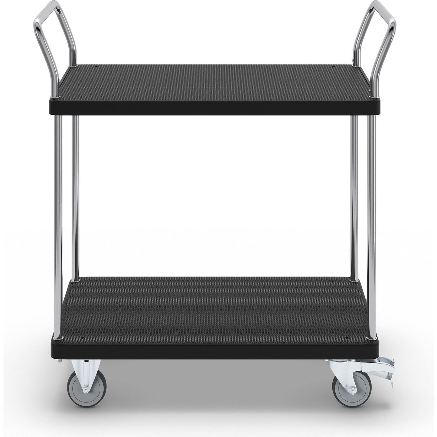 Serving trolley, 2 shelves, 2 push handles, max. load 230 kg.