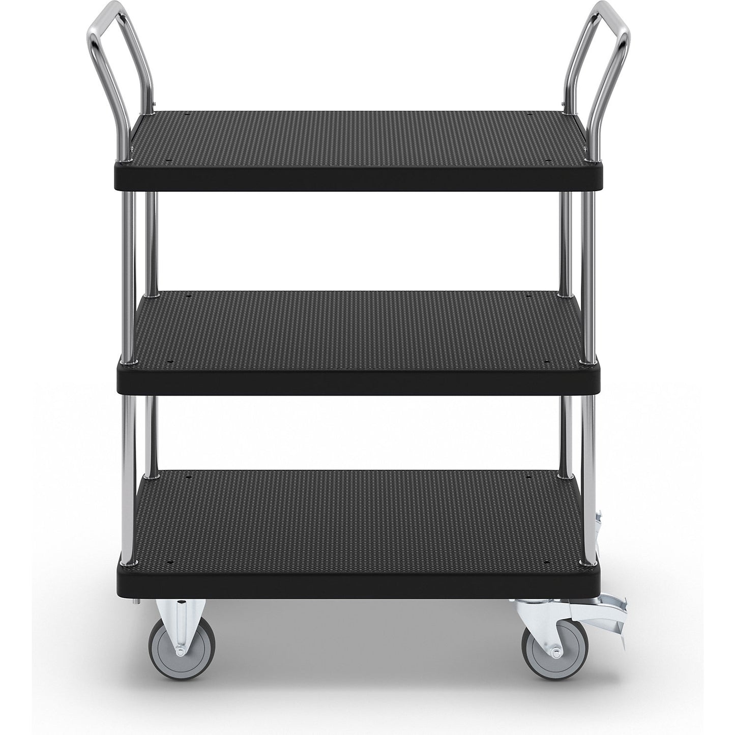Serving trolley, 3 shelves, 2 push handles, max. load 150 kg.
