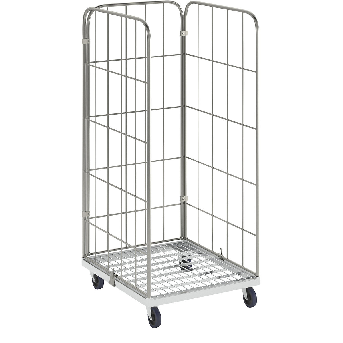 MODULAR roll container, steel transport dolly, mesh on 3 sides.