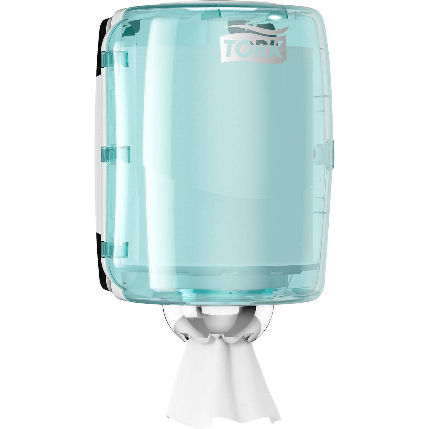 Hand and wiping cloth dispenser, centrefeed, HxWxD 356 x 248 x 232 mm, turquoise / white.