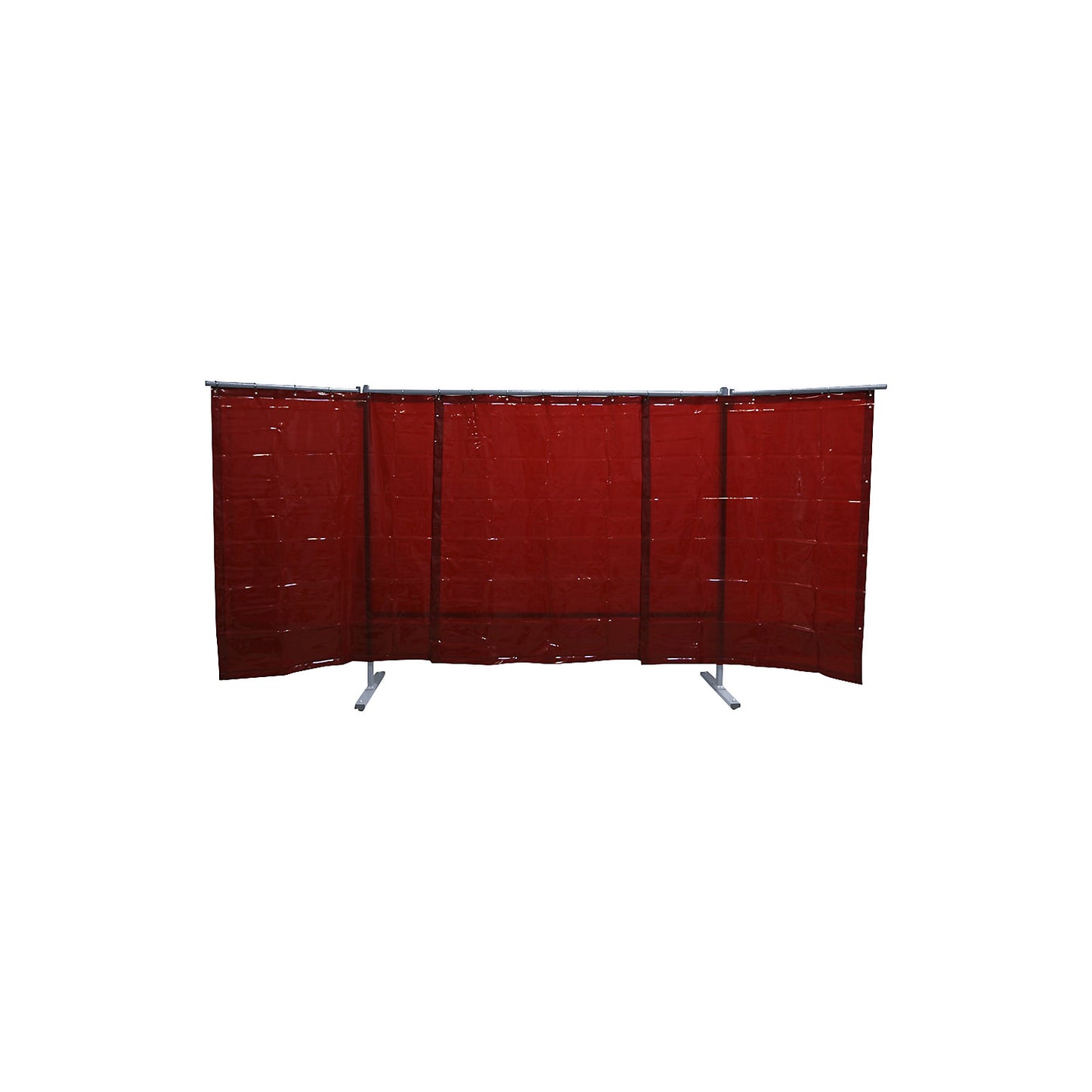 Mobile welding protection screen, 3-part model, HxW 1930 x 3800 mm, with welding protection film, red.