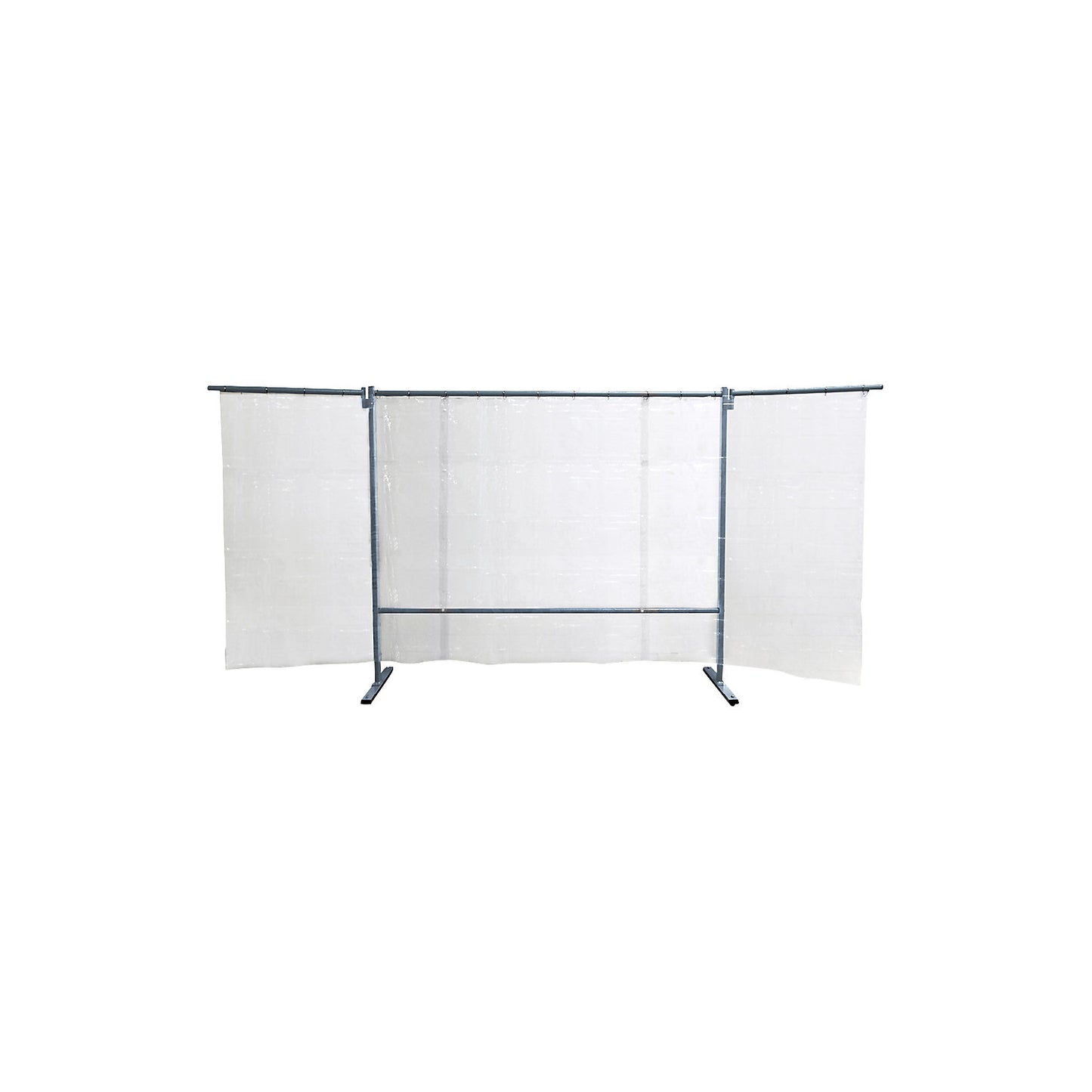 Mobile welding protection screen, 3-part model, HxW 1930 x 3800 mm, with welding protection film, transparent.