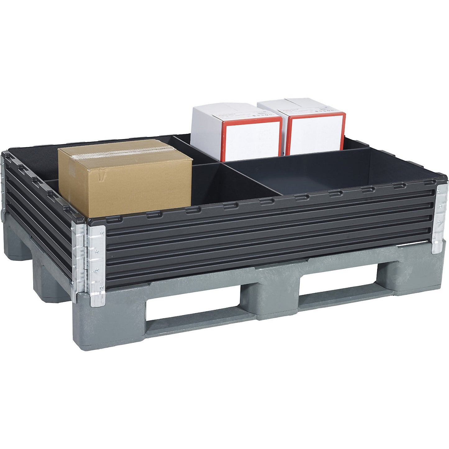 Divider for plastic pallet collars, for frame H 200 mm, L 1200 mm, W 800 mm, 4 compartments.