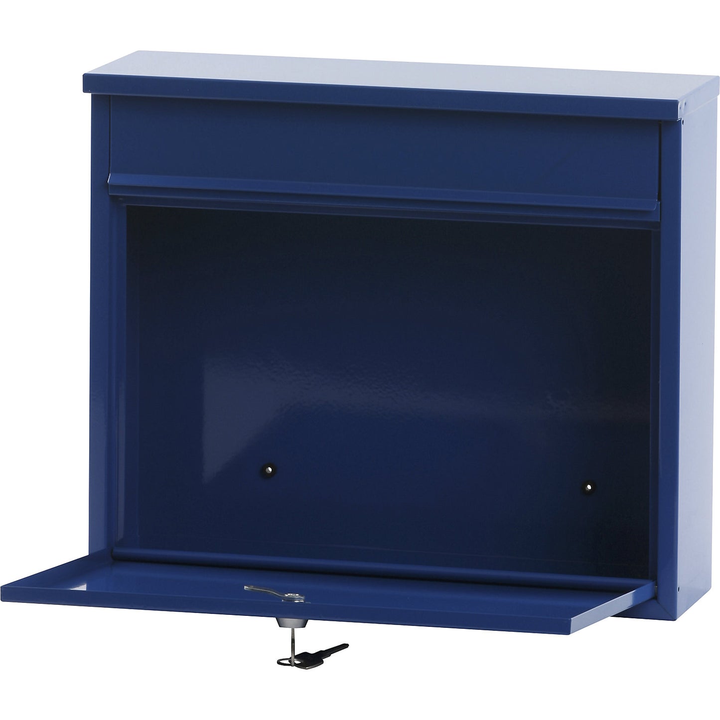 Letter box, with level roof, HxWxD 320 x 360 x 100 mm, sheet steel, powder coated, blue RAL 5005.