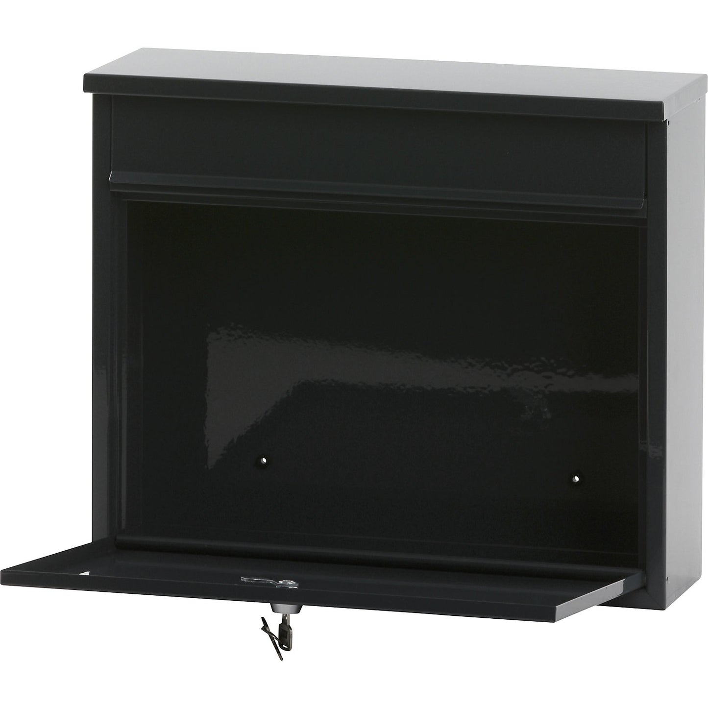 Letter box, with level roof, HxWxD 320 x 360 x 100 mm, sheet steel, powder coated, charcoal RAL 7016.