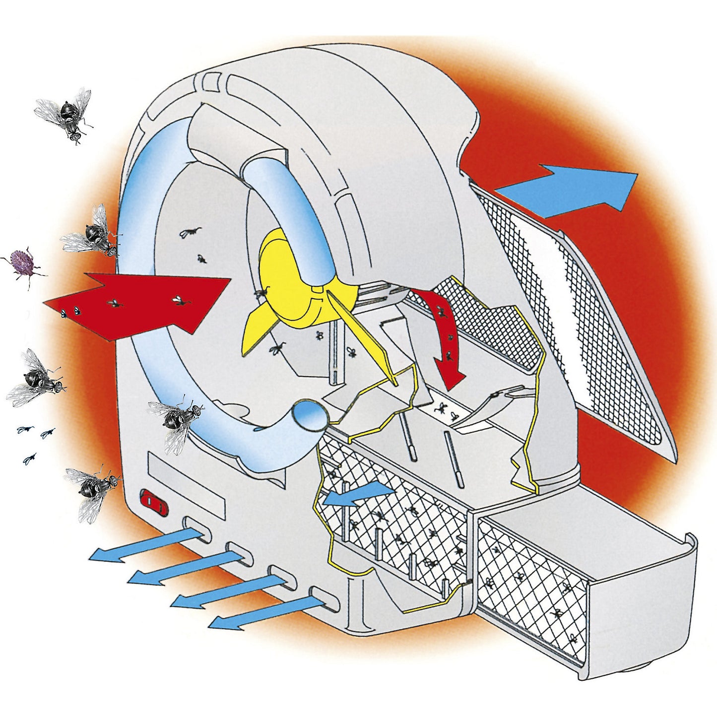 Insect killer with suction fan, for industry and trade, HxWxD 340 x 245 x 220 mm, weight 2.3 kg.