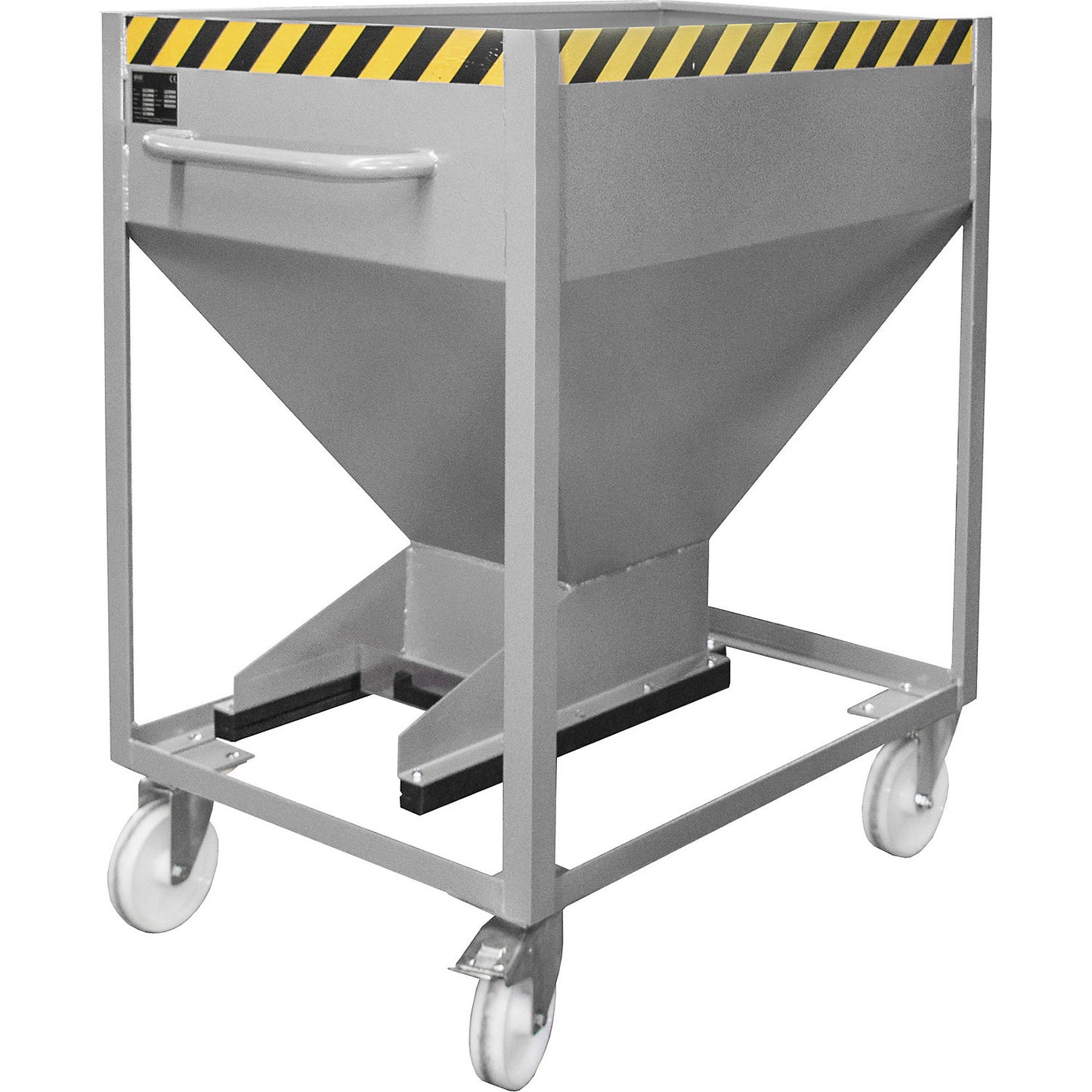 Dispensing hopper, funnel head, mobile, capacity 0.375 m³, mouse grey.