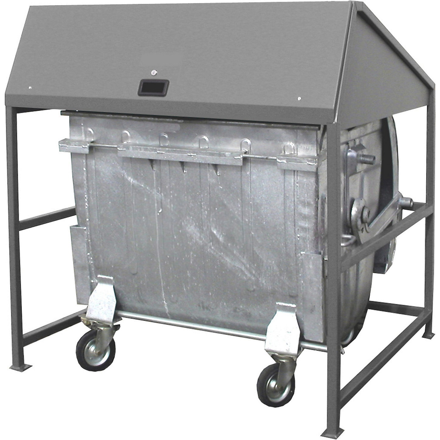 Waste bin enclosure, open version, frame in grey.