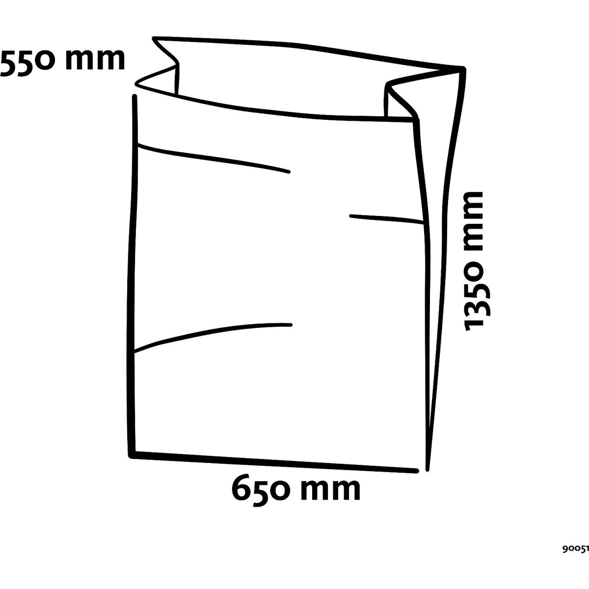 PREMIUM large capacity waste sacks, LDPE, 240 l, LxWxH 650 x 550 x 1350 mm, 80 µm, yellow-transparent, pack of 100.