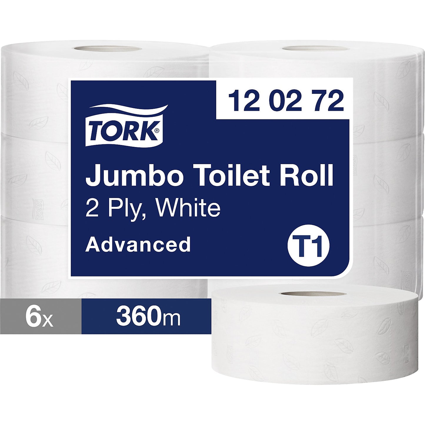 Jumbo - toilet paper, industrial roll, advanced tissue, 2-ply, white, pack of 6 rolls, 1+ packs.