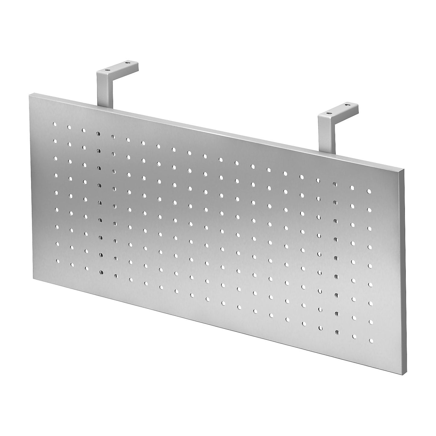 Side panel, perforated sheet metal in white aluminium, for 800 mm wide tables.