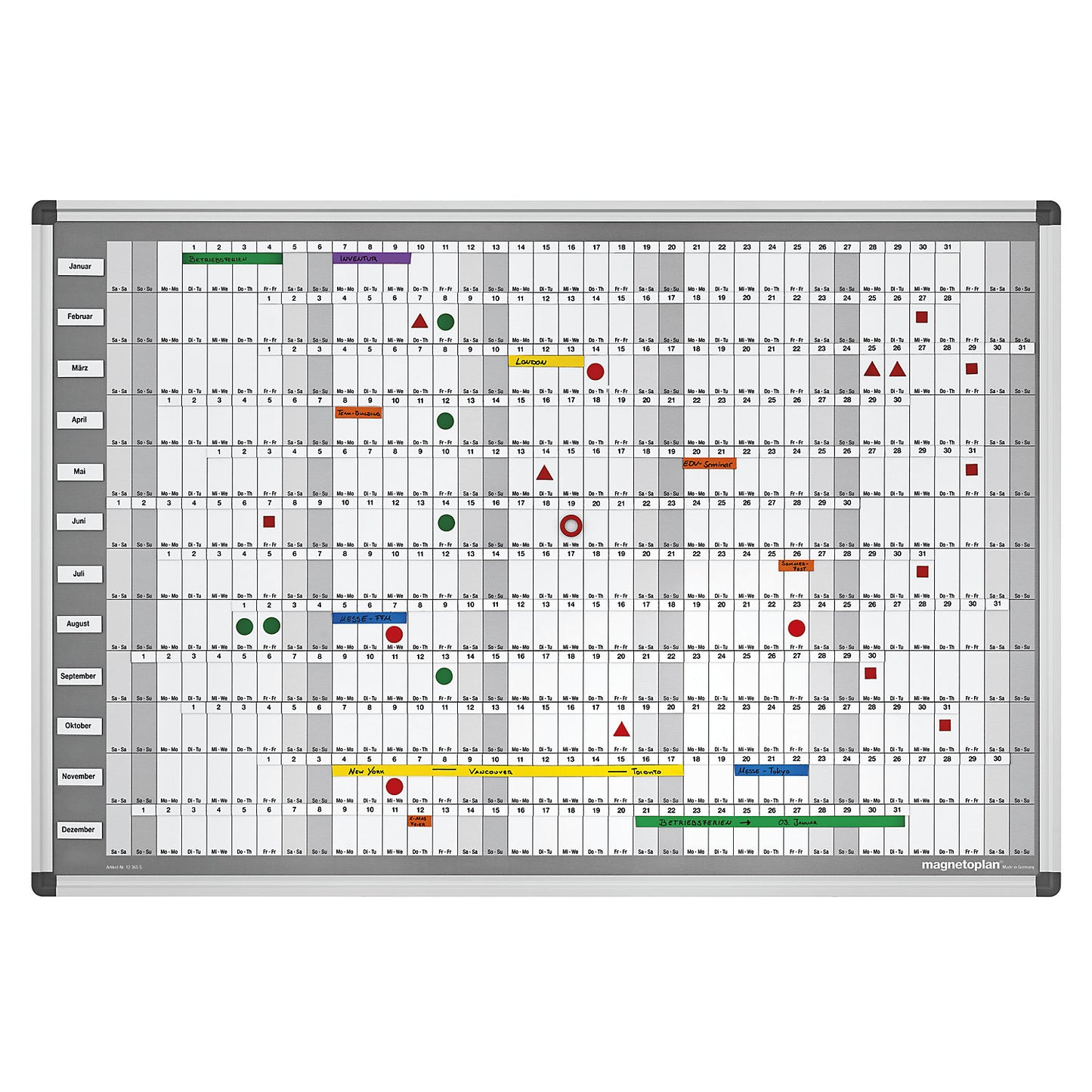 Accessory set 2, for MANAGER yearly planners, magnetic strip, U label holders, labels, magnets.