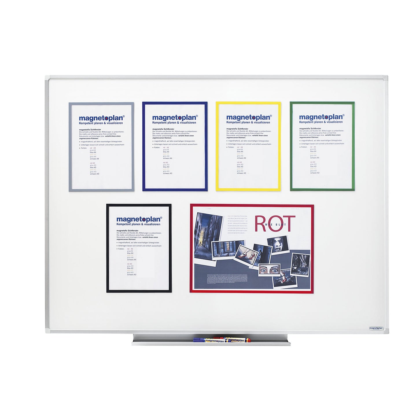 magnetofix vision panel, format A4, pack of 5, black frame.
