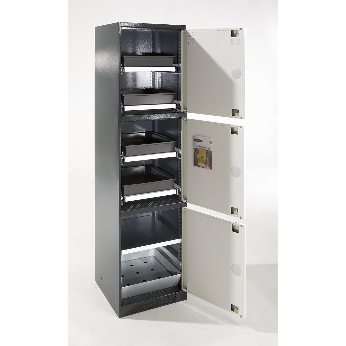 MULTIRISK chemical storage cupboard, 1 shelf, 1 base sump tray, HxWxD 1950 x 540 x 520 mm, 3 compartments.