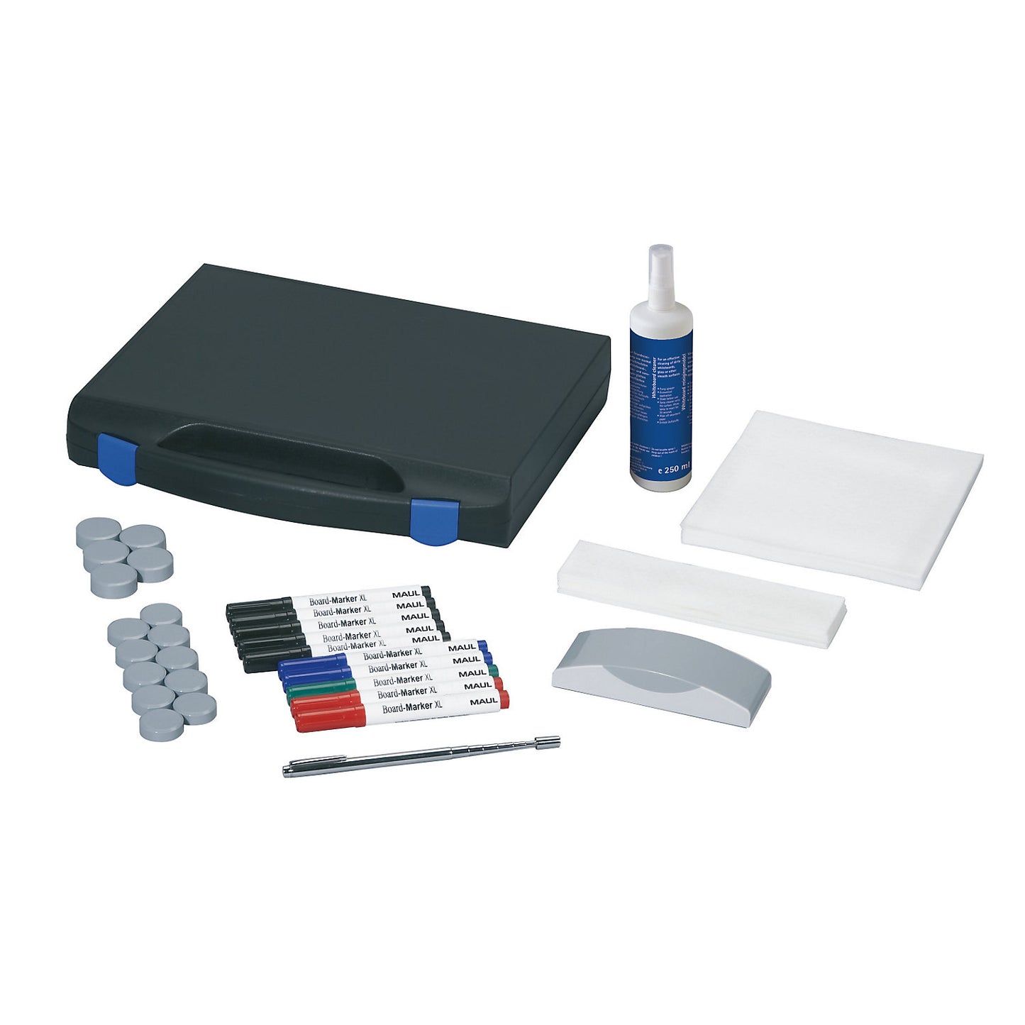 Whiteboard accessory set, with a plastic case, set.